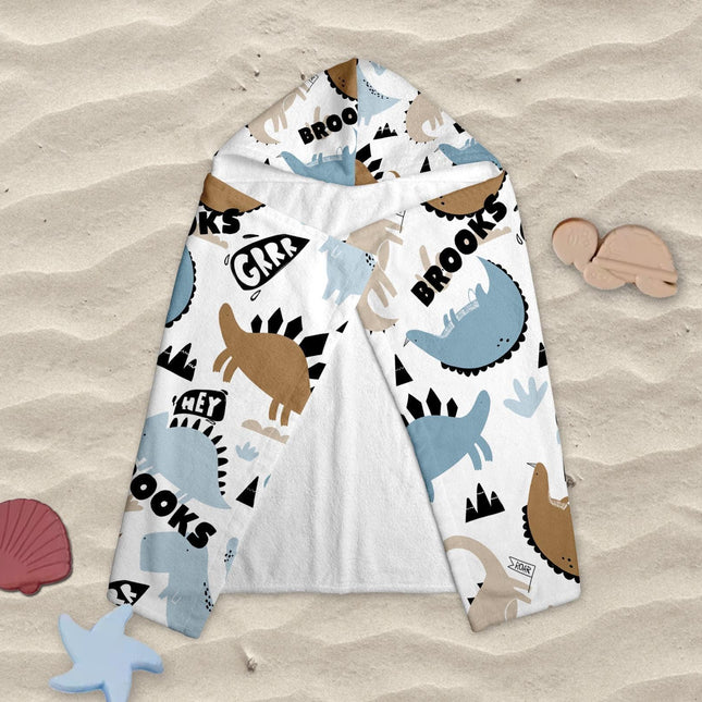Personalized Dinosaur Hooded Towel: Custom Kids Beach Poncho