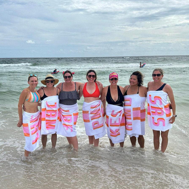 Personalized Beach Towel: Custom Name, Striped Cotton Bath Towel