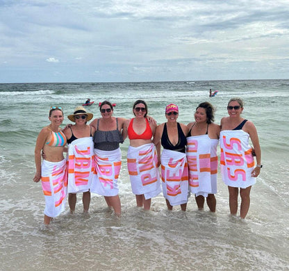 Personalized Beach Towel: Custom Name, Striped Cotton Bath Towel