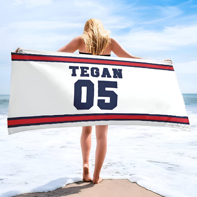 Sports Personalized Beach Towel Personalized Name Bath Towel Custom Pool Towel Beach Towel With Name Outside Birthday Vacation Gift