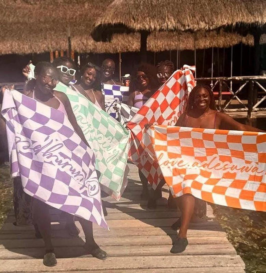 Beach Towel Personalized Vans Checker Pattern Retro Style - Custom Name Gift for Birthday & Anniversary