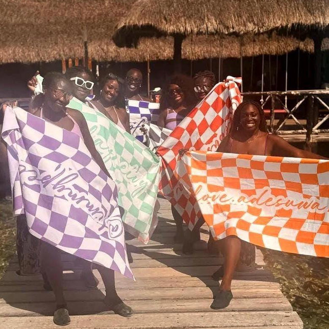 Beach Towel Personalized Vans Checker Pattern Retro Style - Custom Name Gift for Birthday & Anniversary