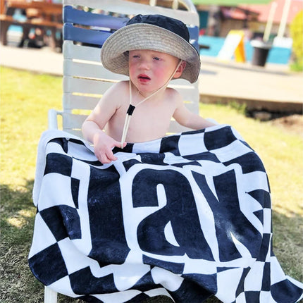 Personalized Checkerboard Beach Towel: Retro Style Custom Name Gift