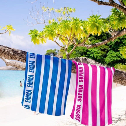 Striped Personalized Beach Towel: Custom Name Vacation Gift