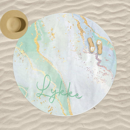 Personalized Gradient Glitter Beach Towel: Custom Name Round Pool Towel