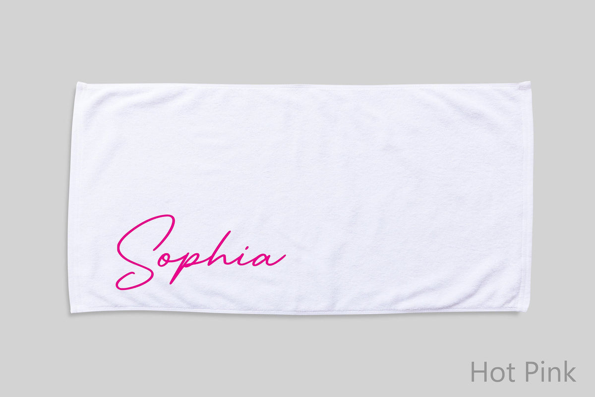 Personalized Script Name Beach Towel: Custom Birthday Vacation Gift
