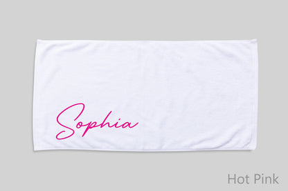 Personalized Script Name Beach Towel: Custom Birthday Vacation Gift