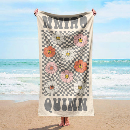 Personalized Smile Face Beach Towel: Custom Name Pool Towel
