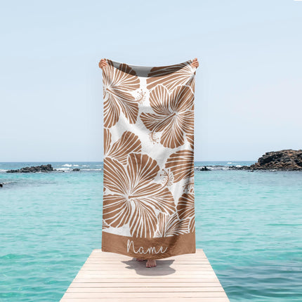Floral Personalized Beach Towel: Custom Name Vacation Gift