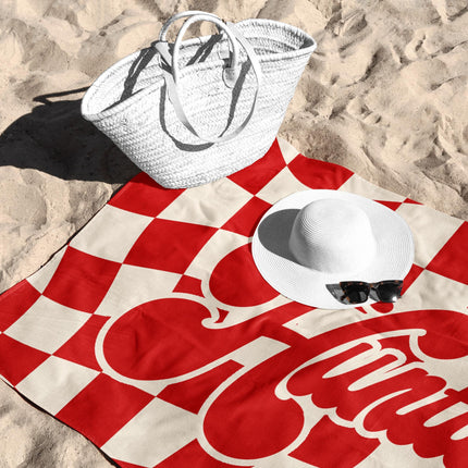 Personalized Kids Hooded Towel: Retro Checker Pattern, Custom Name