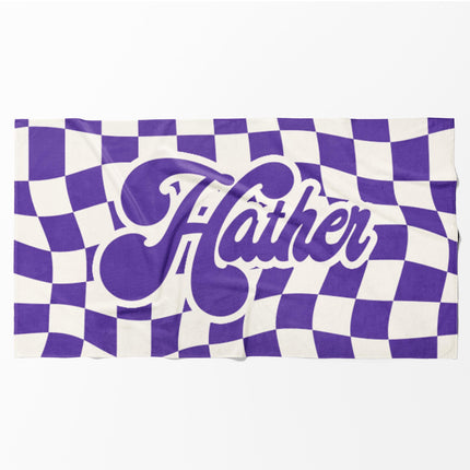 Personalized Kids Hooded Towel: Retro Checker Pattern, Custom Name