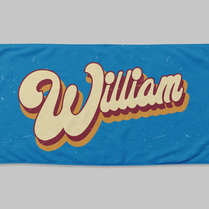 Personalized Retro Beach Towel: Custom Name, 50% Cotton, 30x60