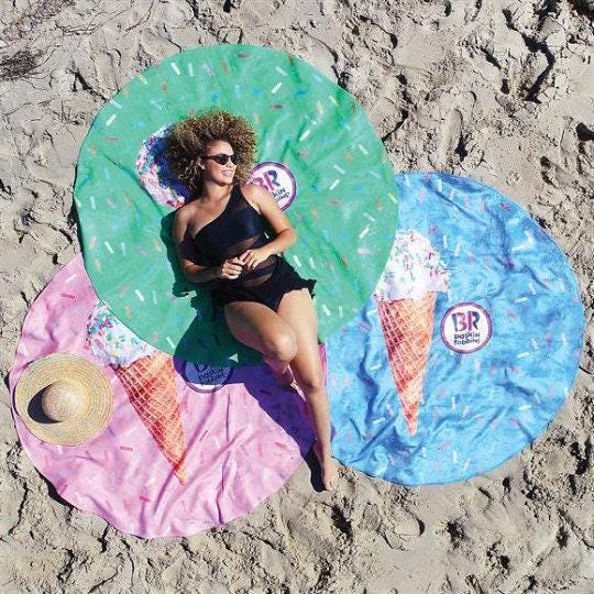 Round Ice Cram Design Round Personalized Plush Velour Beach Towel