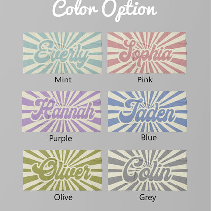 Retro Burst Personalized Beach Towel: Custom Name Pool Towel