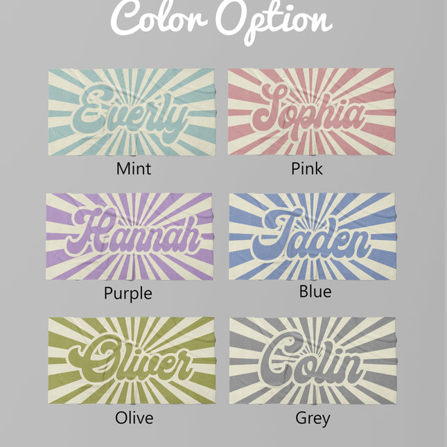 Retro Burst Personalized Beach Towel: Custom Name Pool Towel