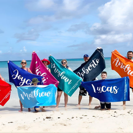 Personalized Script Beach Towel: Custom Name Cotton Bath Towel
