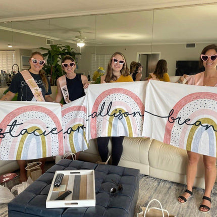 Personalized Rainbow Beach Towel: Custom Name Vacation Gift