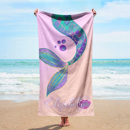 Personalized Mermaid Beach Towel: Retro Starfish Design, Custom Name