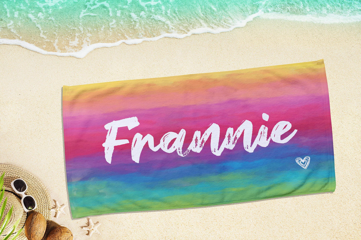Personalized Tie Dye Beach Towel: Custom Name Pool Towel