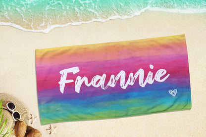 Personalized Tie Dye Beach Towel: Custom Name Pool Towel