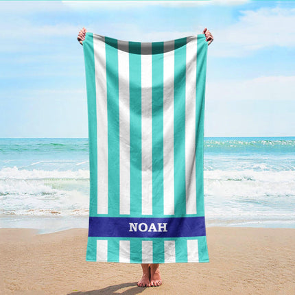 Vertical Stripe Personalized Beach Towel: Custom Name Bath Towel
