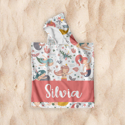 Personalized Mermaid Beach Towel: Retro Custom Kids Pool Towel