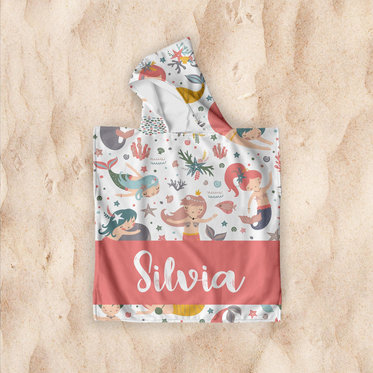 Personalized Mermaid Beach Towel: Retro Custom Kids Pool Towel