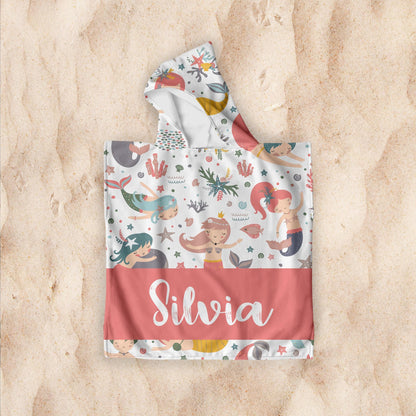 Personalized Mermaid Beach Towel: Retro Custom Kids Pool Towel