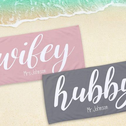 Mr and Mrs Beach Personalized Beach Towels