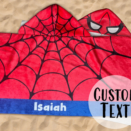 Personalized Spider design Kids Hooded Beach Towel, Soft Cotton Lining