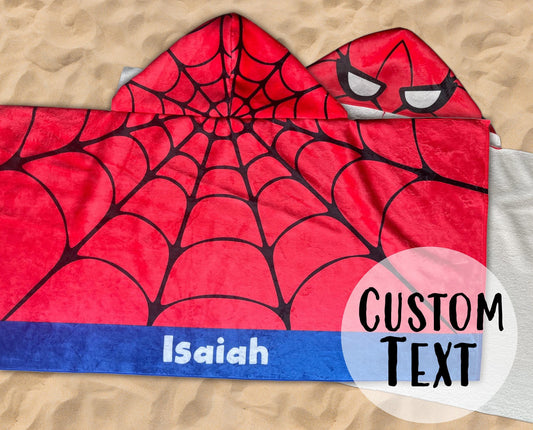Personalized Spider design Kids Hooded Beach Towel, Soft Cotton Lining