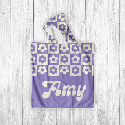 Personalized Retro Beach Towel: Kids Hoodie Custom Name Gift