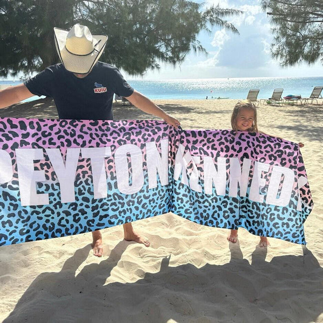 Personalized Animal Print Beach Towel: Custom Name Bath & Pool Towel