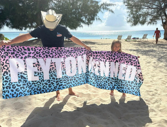 Personalized Animal Print Beach Towel: Custom Name Bath & Pool Towel