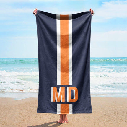 Personalized Stripe Beach Towel: Custom Name Pool Towel