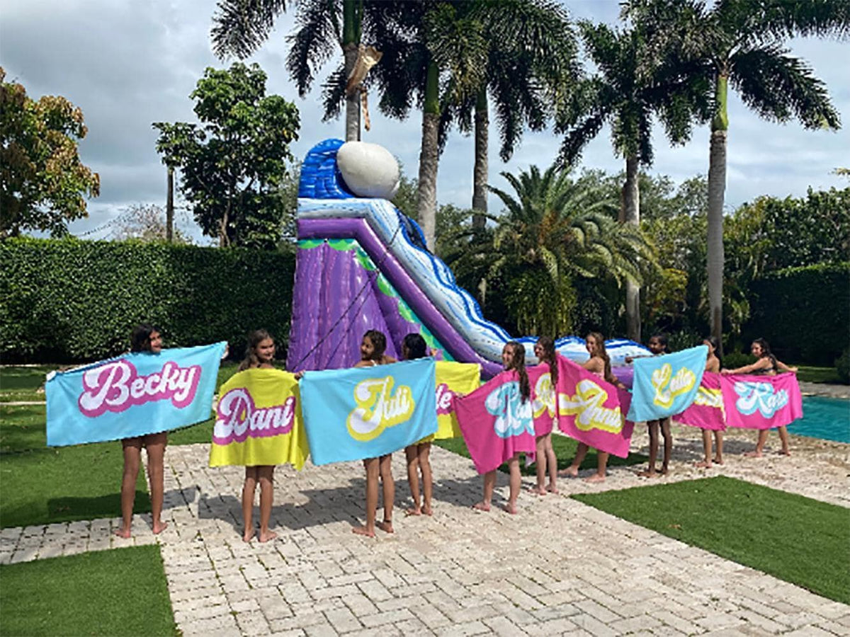 Retro Personalized Beach Towel: Custom Name Vacation Gift