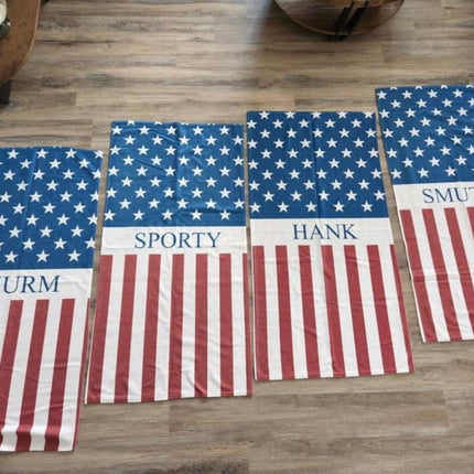Personalized US Flag Beach Towel: Custom Name, Patriotic Gift