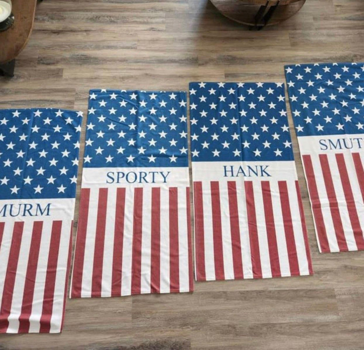 Personalized US Flag Beach Towel: Custom Name, Patriotic Gift