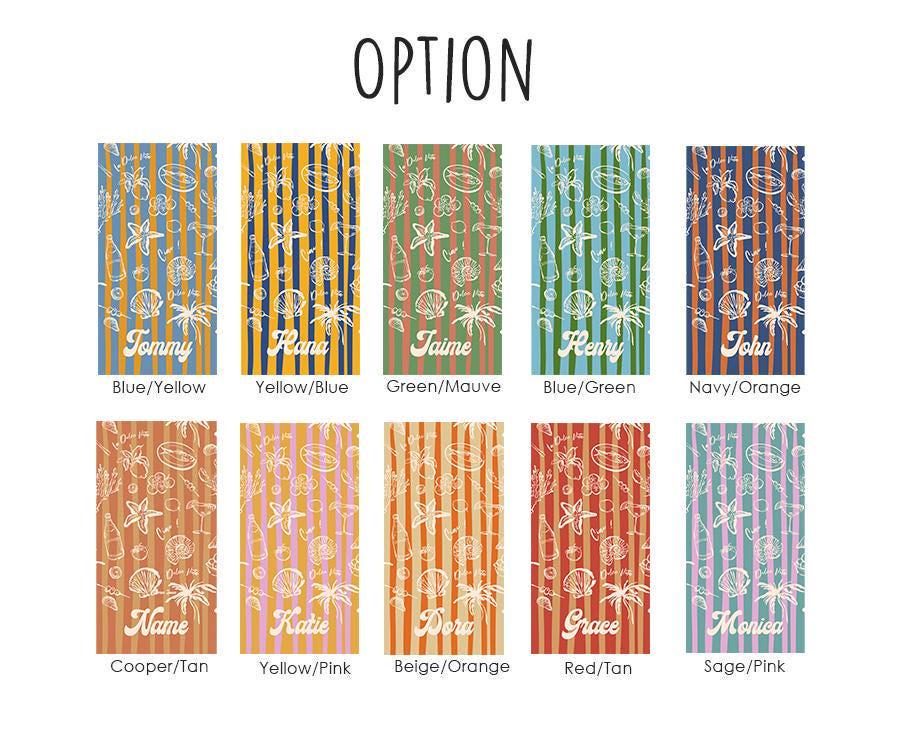 Retro Stripe Personalized Beach Towel: Vacation Gift