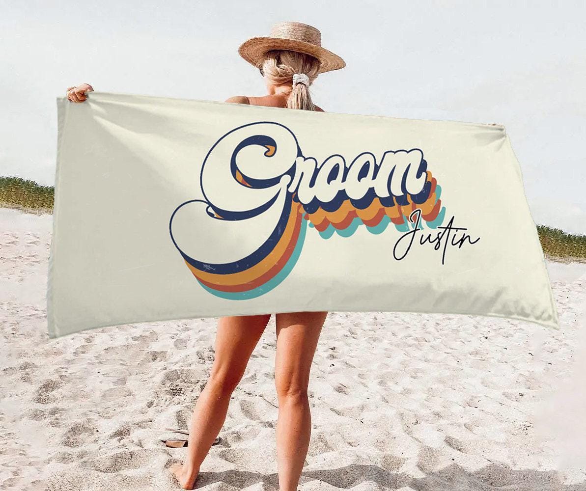 Personalized Beach Towel: Mr. & Mrs. Newlywed Gift