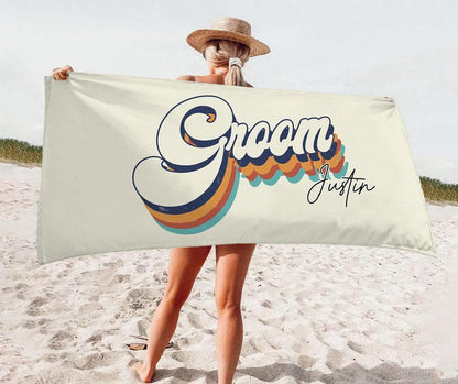 Personalized Beach Towel: Mr. & Mrs. Newlywed Gift