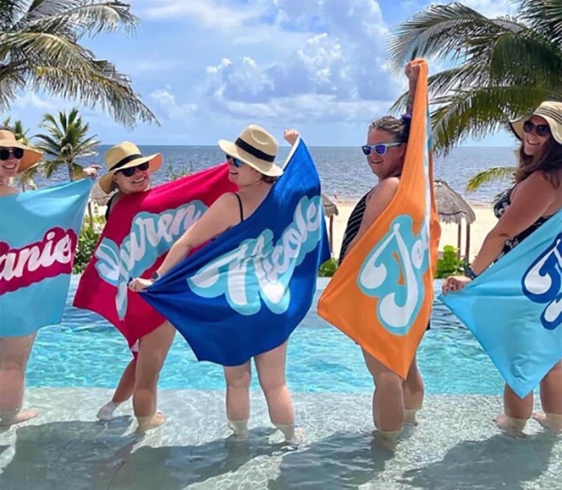 Retro Personalized Beach Towel: Custom Name Vacation Gift