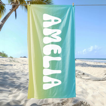 Personalized Rainbow Beach Towel: Custom Name, Soft Cotton Blend