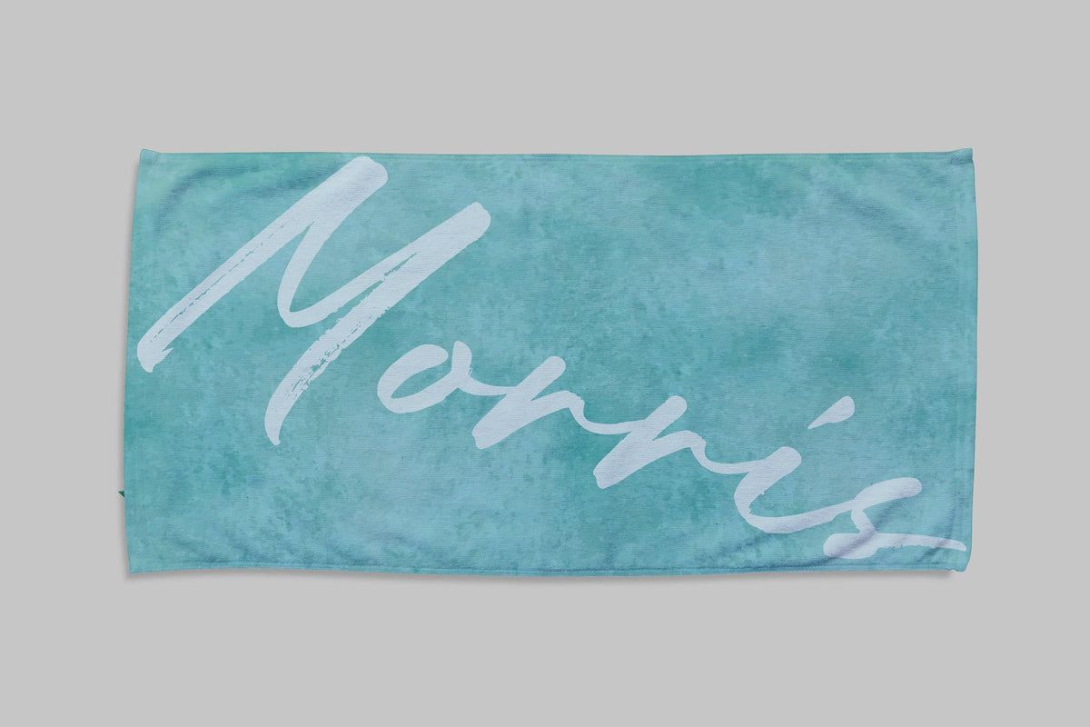 Personalized Watercolor Beach Towel: Custom Name Script - 30x60