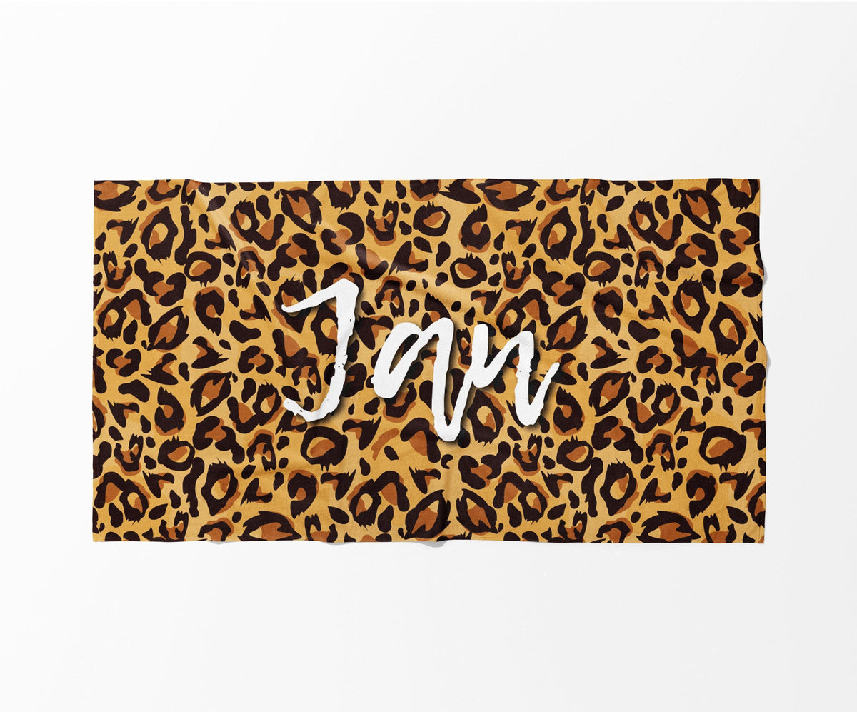 Personalized Animal Print Beach Towel: Custom Name Bath & Pool Towel