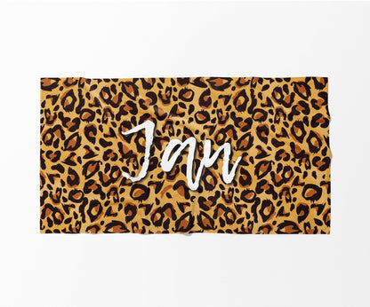 Personalized Animal Print Beach Towel: Custom Name Bath & Pool Towel