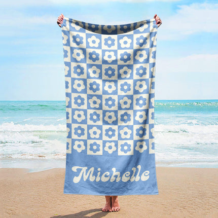Personalized Retro Beach Towel: Kids Hoodie Custom Name Gift