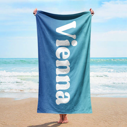 Personalized Rainbow Beach Towel: Custom Name, Soft Cotton Blend