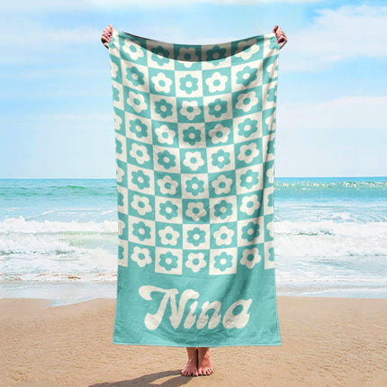 Personalized Retro Beach Towel: Kids Hoodie Custom Name Gift