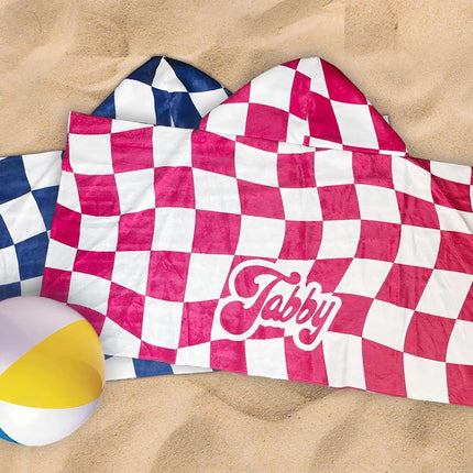 Personalized Vans Checkerboard Beach Towel: Retro Custom Name Gift